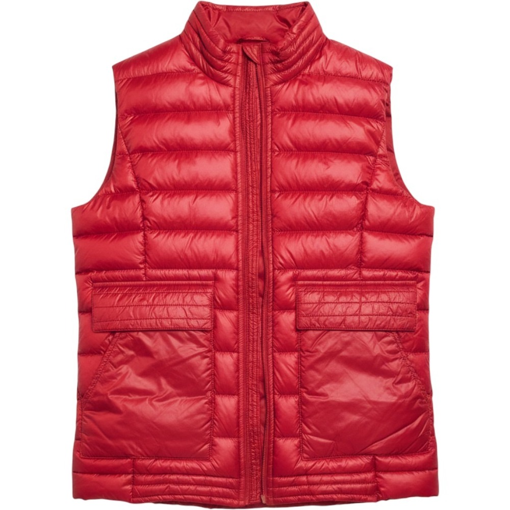 Ilse Jacobsen Puffer Vest Women Large Red  Down Water Repellent Quilted Pockets